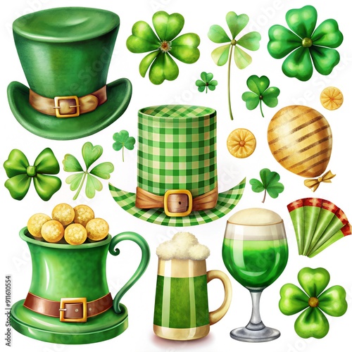 a set of items collected and loved for the St. Patrick's Day holiday. Have a nice day.