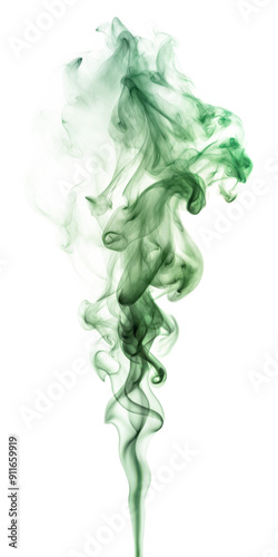 Elegant green smoke swirl on transparent background