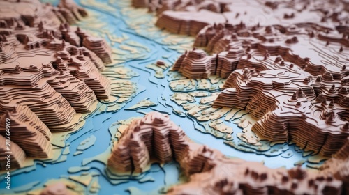 Abstract contour topology map of the world.