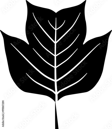 Tulip tree leaf icon. Autumn leaf symbol. Silhouette style.