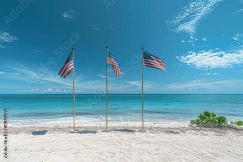 Sandy Beach Patriotism: A Patriotic USA Background for Celebrating American Pride