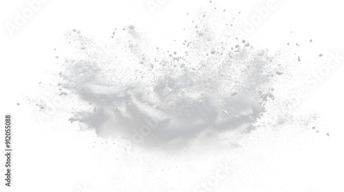 white sugar dust explosion, front view, studio lighting, plain black background