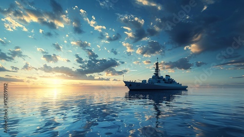 Naval vessel conducting a maritime mission.