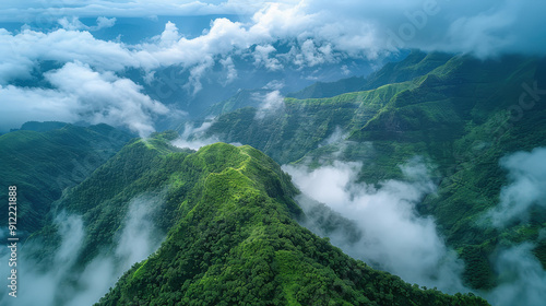 beautiful aerial view of The Khasi Hills