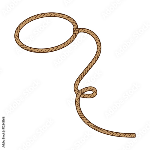 western lasso cartoon. cowboy heframe, circle rodeo, cord border western lasso sign. isolated symbol vector illustration