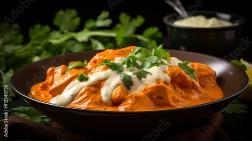 Savory butter chicken dish close up