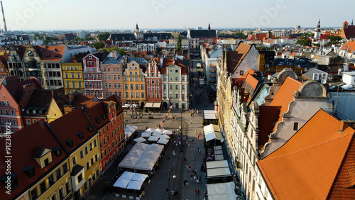 view city from the height of modern wish development architecture Europe Wroclaw Poland