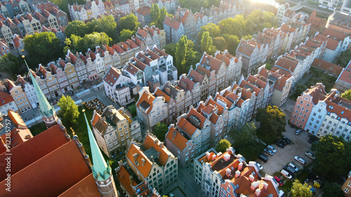 city ​​European ancient architecture port city aerial photography Gdansk Poland