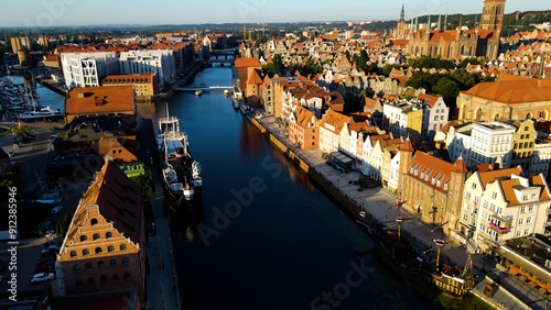 city ​​European ancient architecture port city aerial photography Gdansk Poland