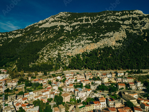 Aerial view of Dorgali, Nuoro, Sardinia, Italy.