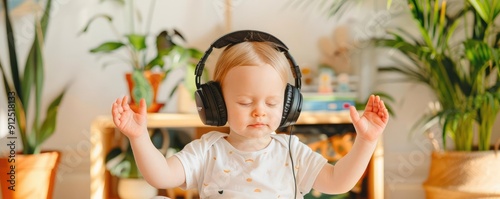 Autistic child with noise-canceling headphones, adaptive tools, supportive environment, developmental strategies, sensory support, inclusive care, focused activity