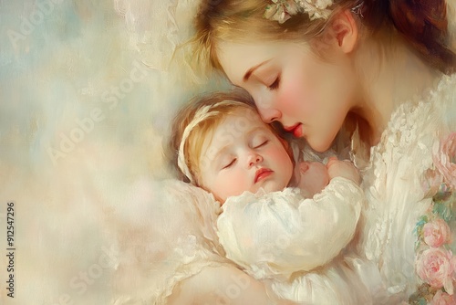 Mother singing lullabies to her baby, soothing and gentle, stories