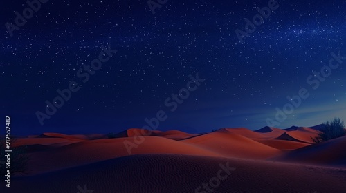 A desert landscape with a starry sky