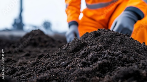 A close-up of a polluted soil sample with visible contaminants