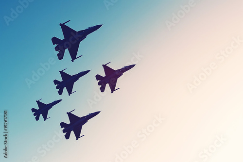 Military fighters in the sky, copyspace