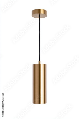 Sleek gold pendant light hanging from the ceiling, perfect for modern and stylish interior decor.