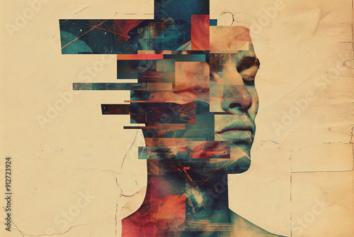 Abstract Portrait of a Person in Collage Style.