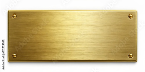 Empty gold or brass nameplate mockup with a brushed rectangular design, gold, brass, nameplate, mockup, empty, rectangular, brushed