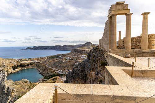 Doric temple of Athena Lindia on Acropolis of Lindos Rhodes, Greece