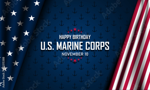 Happy Birthday US Marine Corps November 10 Background Vector Illustration