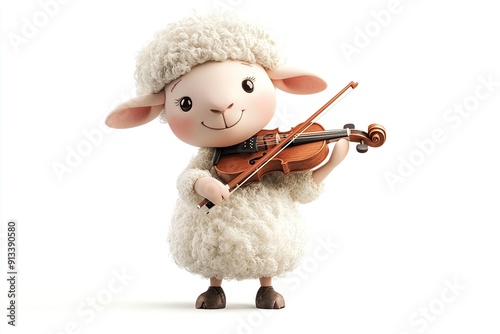 Sheep playing a violin