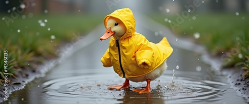 Duckling in a Yellow Raincoat.