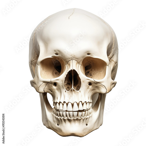 Human Skull - Anatomical Study of the Cranium and Facial Bones - Front View