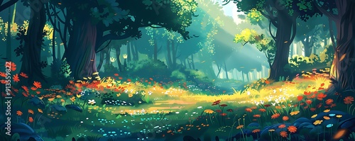 2D Game Design Painted Summer Forest