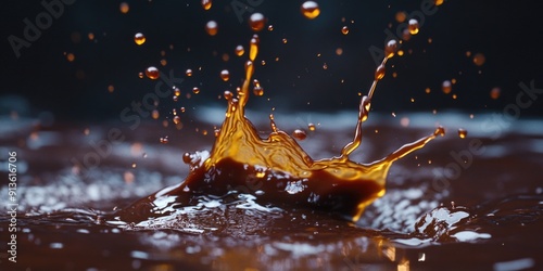 Liquid splatter on brown surface