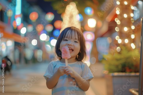 Joyful child enjoying snack big smile his face. Candid moment of boy expressing delight while eating. Image portrays simple joys found everyday life.