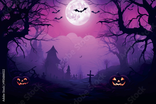 Spooky Halloween night scene