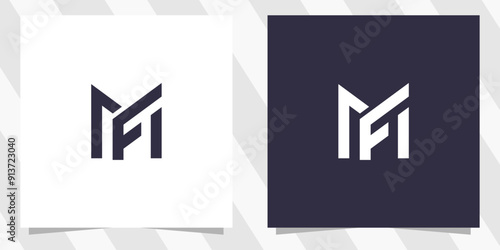 letter fm mf logo design vector