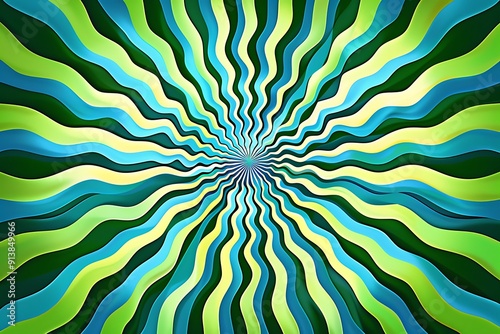 Radiating starburst, pulsating energy, concentric patterns, vibrant contrast, hypnotic motion, visual depth, kinetic waves, rhythmic flow, optical illusion, intricate symmetry