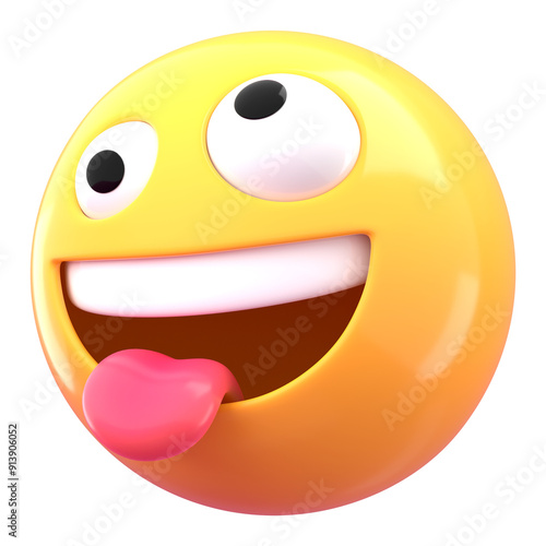 Crazy face 3D png emoticon sticker, transparent background