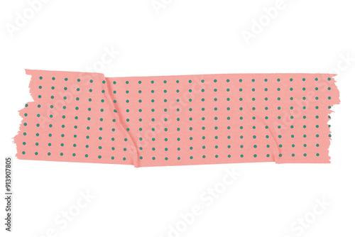 Pink-dotted washi tape png sticker, transparent background