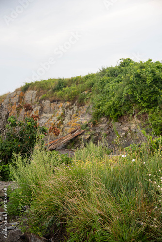 Ocean view and rocks in cape elizabeth maine