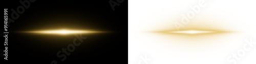 shining light with yellow gold color and horizontal position