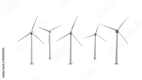 Wind turbines on transparent background