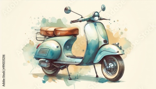 Vespa scooter, scooter, Wide large wall decor portrait illustration, landscape, unique art, wall decor, art, motor bike art