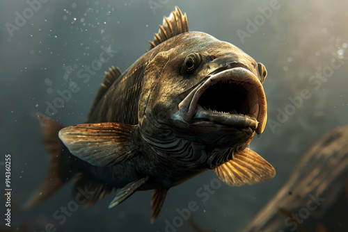  A fish with its mouth open widely