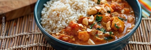 West African Peanut Stew A delectable dish influenced by various peanut stews found throughout West Africa