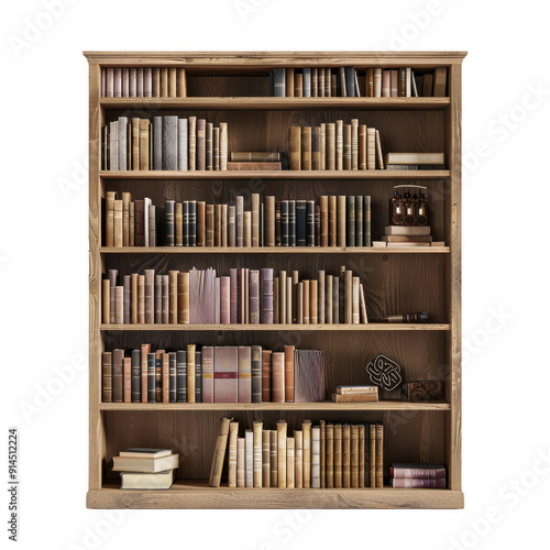 Swedishdesigned bookshelf in ultra realistic UHD photo on white background