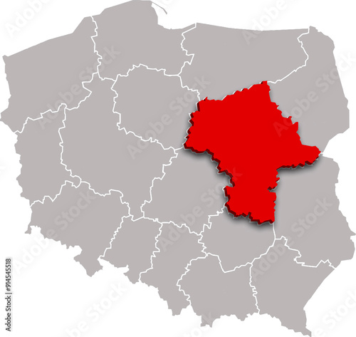 MASOVIAN PROVINCE of POLAND 3d isometric map WITH ADMINISTRATIVE DIVISIONS