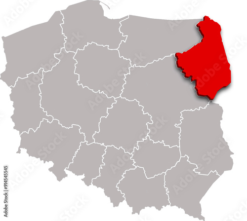 PODLASKIE PROVINCE of POLAND 3d isometric map WITH ADMINISTRATIVE DIVISIONS