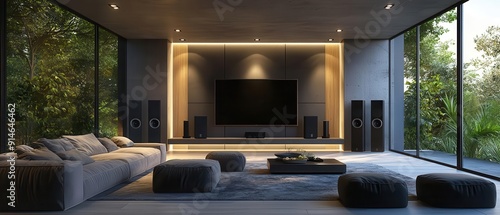 Multi-room audio system with smart speakers integrated into home entertainment