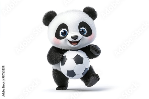 Panda playing soccer 