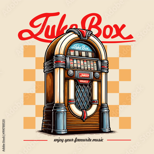 Retro jukebox colorful vintage Illustration