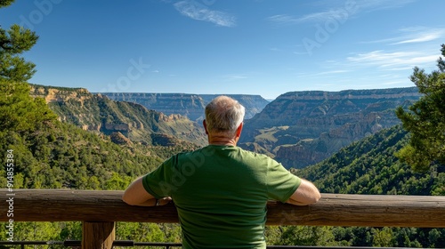 Tour guide with map, scenic viewpoint Background