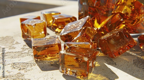  Group of orange cubes on top of a table next to an orange liqueur bottle