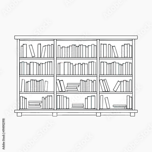 Minimalist bookshelf line art